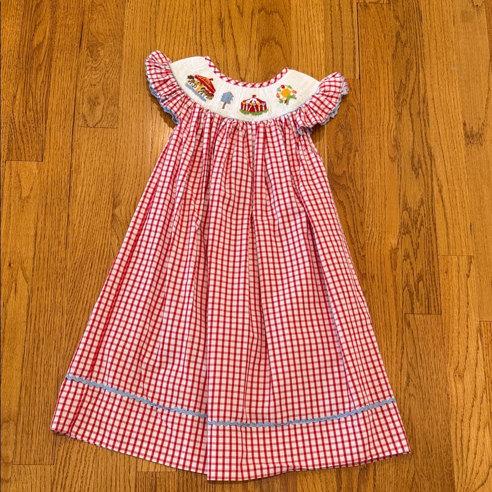 Red and White Checkered Kids Dress